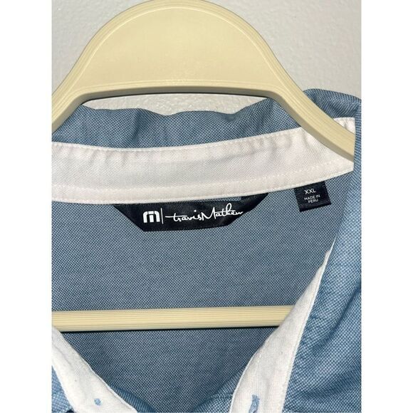 Men’s Travis Matthew Pocket Polo Blue Palm Trees XXL - Picture 3 of 5